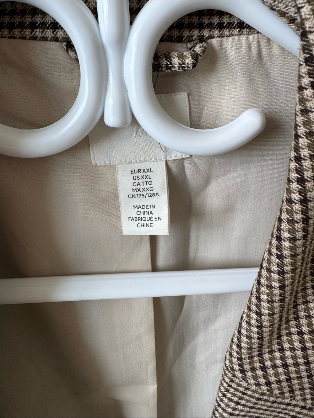 H&M Women's Checked Single-Button Blazer - Beige & Brown - Picture 2 of 2